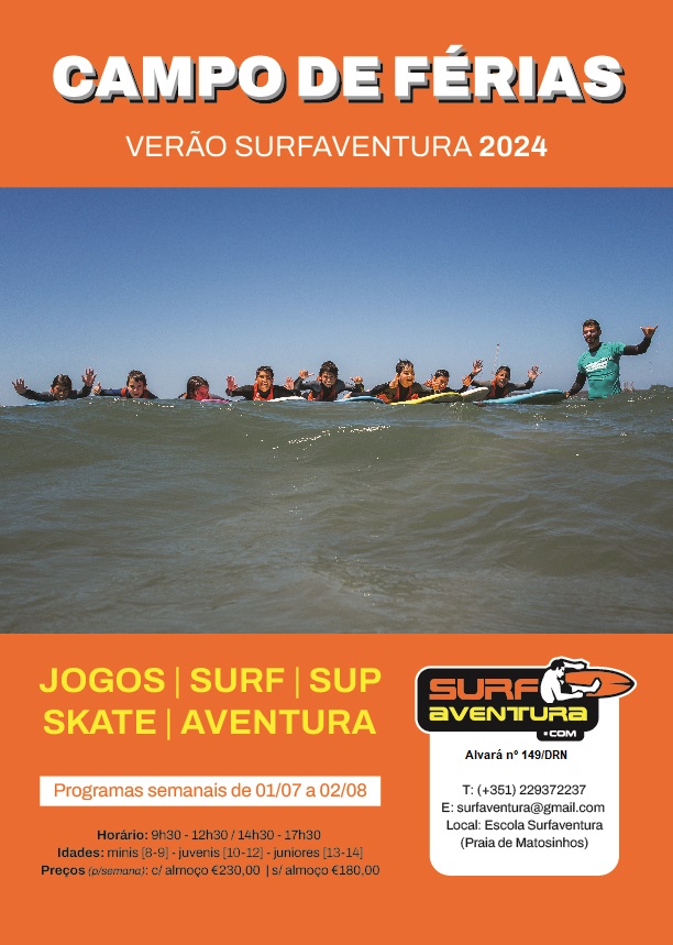 Cartaz Campo de Férias Verão Surfaventura 2024